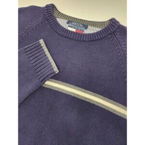 Vintage‎ Tommy Hilfiger Sweater Men's XL Blue Striped Crew Knit 90's Y2K Preppy
